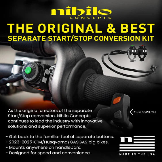 NIHILO CONCEPTS SEPERATE START/STOP SWITCH CONVERSION KIT 23+ KTM/HUSKY/24+ GAS GAS