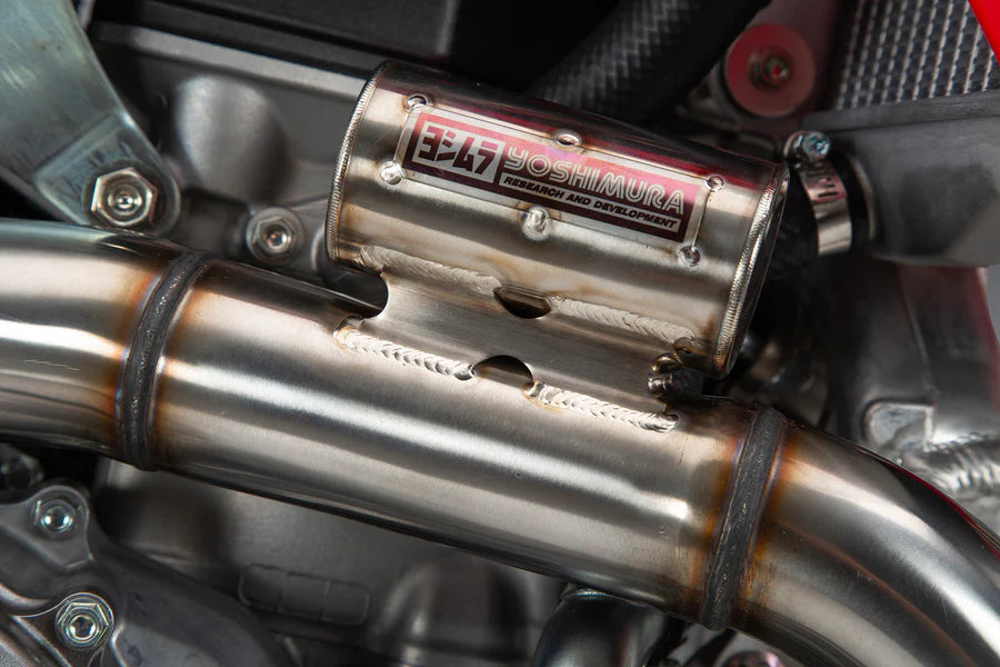 YOSHIMURA - RS-12 STAINLESS FULL EXHAUST SYSTEM W / STAINLESS SILENCER, HONDA 25 CRF450R/25 CRF450RX