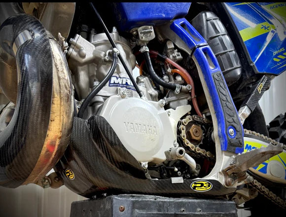 P3 CARBON - SKID PLATE - WITH LINKAGE GUARD - YAMAHA / FANTIC - YZ250 06-26 YZ250X 16-26