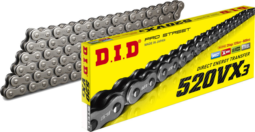 DID CHAIN - 520VX3 - RAW STEEL X-RING SEALED CHAIN