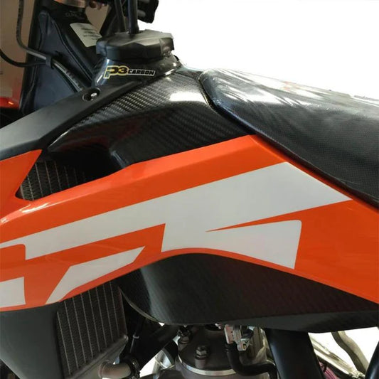 P3 CARBON - UPPER FUEL TANK COVER - KTM 150/250/300 SX/XC 11-15 150/250/300/500 EXC 12-16 150/250/300/450/500 XC-W 12-16