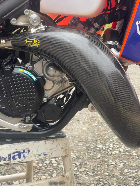 P3 CARBON - PIPE GUARD - MAXCOVERAGE - STOCK PIPE - KTM 125 SX/XC 23-26 | HUSQVARNA TC125 23-26 | GASGAS MC125/150 24-26