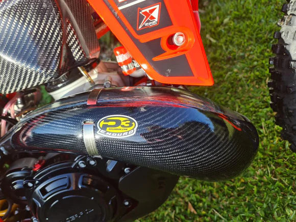 P3 CARBON - PIPE GUARD - MAXCOVERAGE - FMF PIPE - BETA RR/RX/RACE/X-PRO 250/300 ENDURO & RACING 20-26