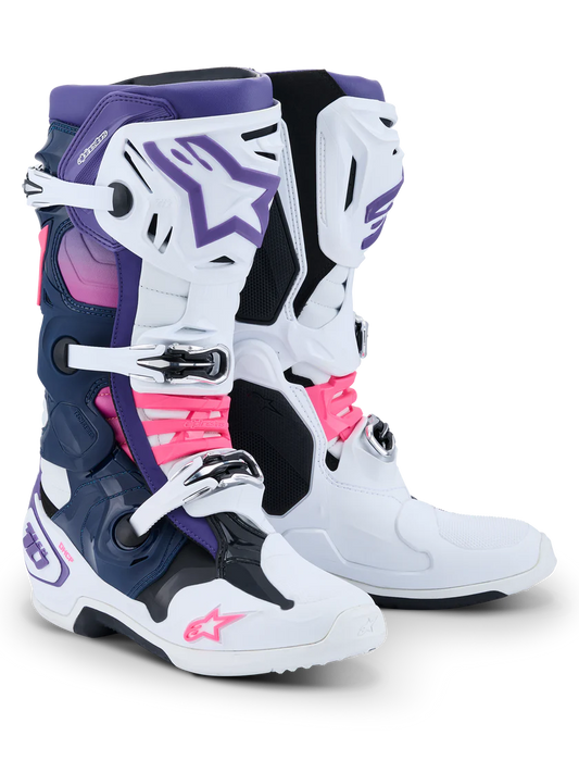 ALPINESTARS - TECH 10 - WHITE/VIOLET/NAVY BLUE/PINK FLUO