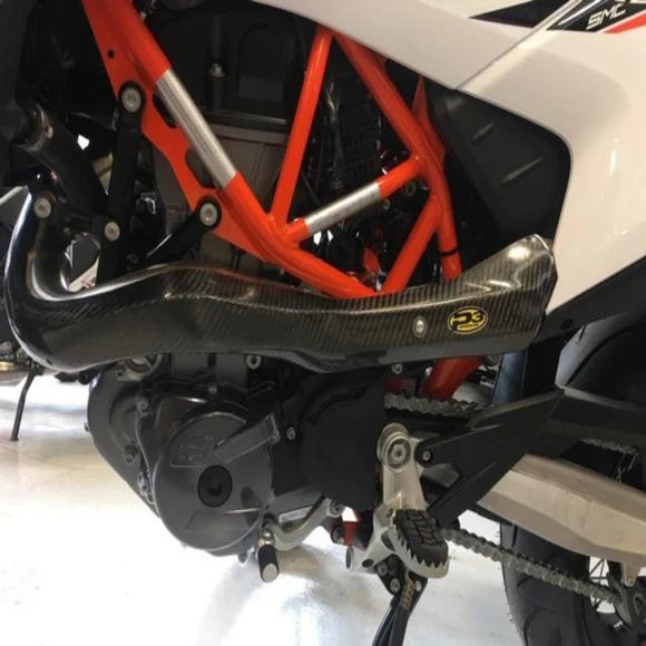 P3 CARBON - HEAT SHIELD - MAXCOVERAGE - STOCK HEADER - KTM 690 ENDURO/SMC & GASGAS SM700 19-25