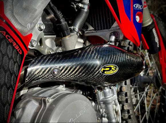 P3 CARBON - HEAT SHIELD - MAXCOVERAGE - FMF MEGABOMB HEADPIPE - HONDA 19-26 CRF450L/RL/X