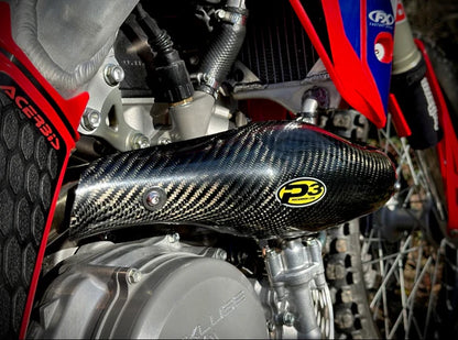 P3 CARBON - HEAT SHIELD - MAXCOVERAGE - FMF MEGABOMB HEADPIPE - HONDA 19-26 CRF450L/RL/X