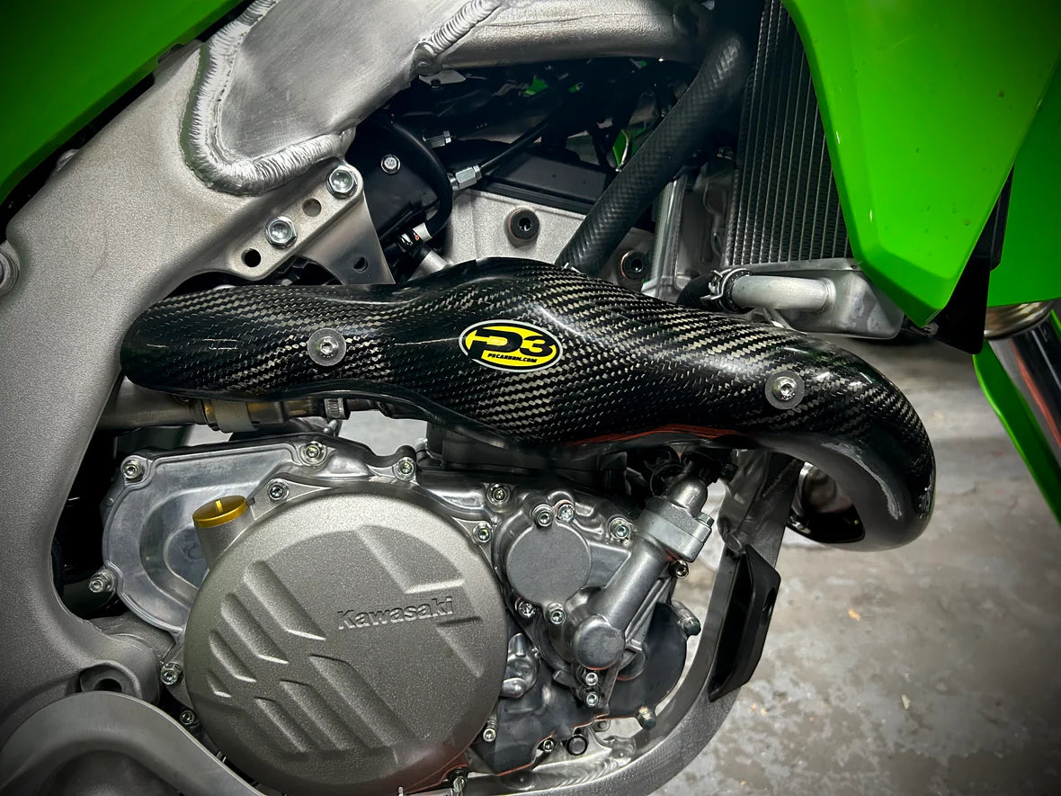 P3 CARBON - HEAT SHIELD - STOCK HEADER - KAWASAKI KX250 (X) 25-26