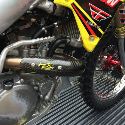 P3 CARBON - HEAT SHIELD - STOCK HEADER - SUZUKI RMZ450 08-26