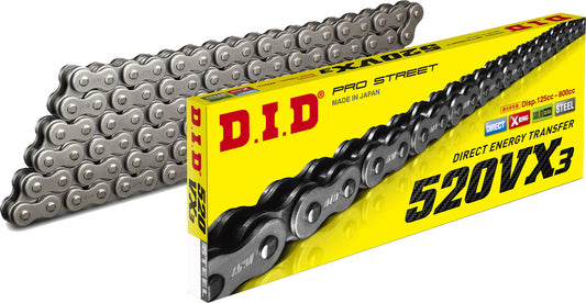 DID CHAIN - 520VX3 - RAW STEEL X-RING SEALED CHAIN