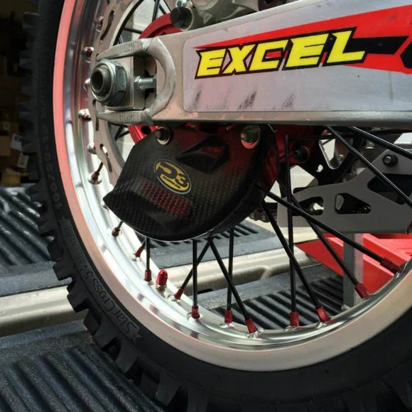 P3 CARBON - REAR BRAKE ROTOR GUARD - SUZUKI - RMZ 450 08-26 RMZ 250 11-26