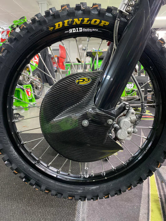 P3 CARBON - FRONT BRAKE DISC GUARD KIT - KAWASAKI - KX250 / 450 19-26