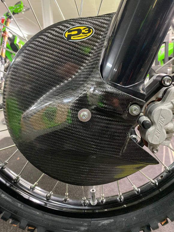 P3 CARBON - FRONT BRAKE DISC GUARD KIT - KAWASAKI - KX250 / 450 19-26