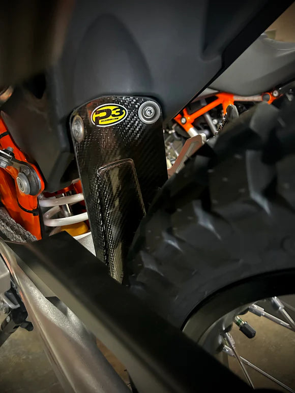 P3 CARBON - MUD FLAP/SHOCK GUARD - KTM/HUSQ/GASGAS 690/700/701 MODELS 16-26