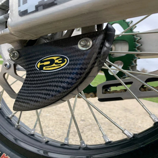 P3 CARBON - REAR BRAKE ROTOR GUARD - KAWASAKI - KX125/250/450 MODELS 03-26