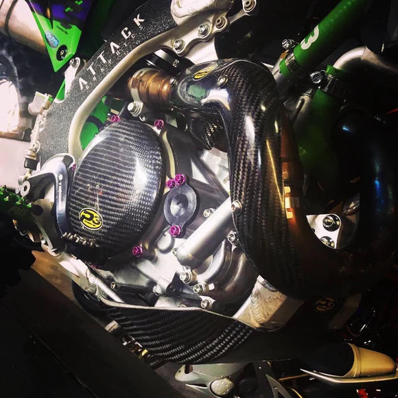P3 CARBON - CLUTCH COVER GUARD - KAWASAKI KX450F/X/SR 19-24