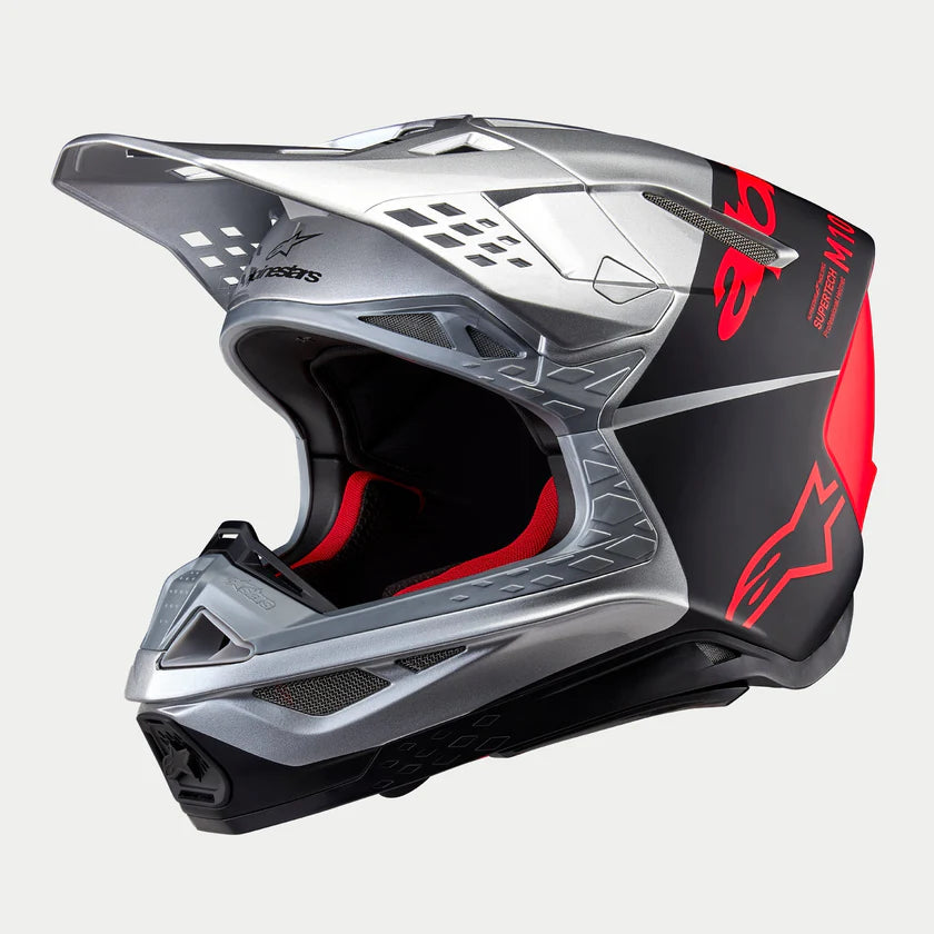 ALPINESTARS - SM10 HELMET - FLOOD - SIL/BLK/ORG FLUO MATTE & GLOSSY