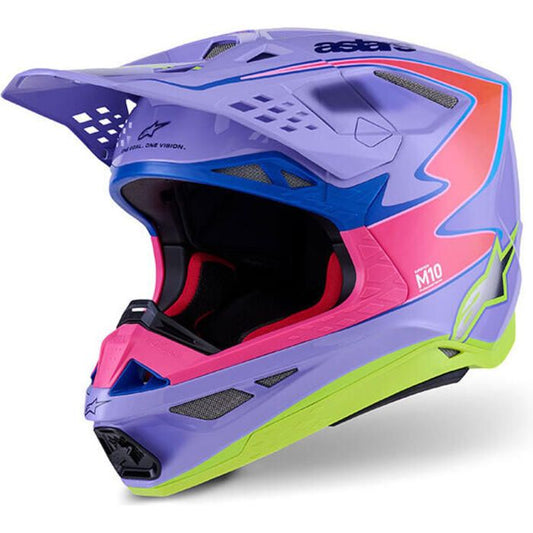ALPINESTARS - SM10 HELMET - JETT LAWRENCE R01 LIMITED EDITION - PRP/PNK FLUO/YEL FLUO GLOSSY
