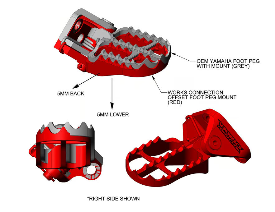 WORKS CONNECTION - OFFSET FOOTPEG MOUNTS - YAMAHA 23+ YZ450F / 24+ YZ250F