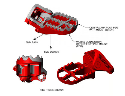 WORKS CONNECTION - OFFSET FOOTPEG MOUNTS - YAMAHA 23+ YZ450F / 24+ YZ250F