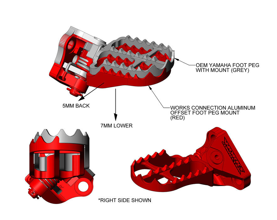 WORKS CONNECTION - OFFSET FOOTPEG MOUNTS - YAMAHA 10-22 YZ450F / 10-23 YZ250F